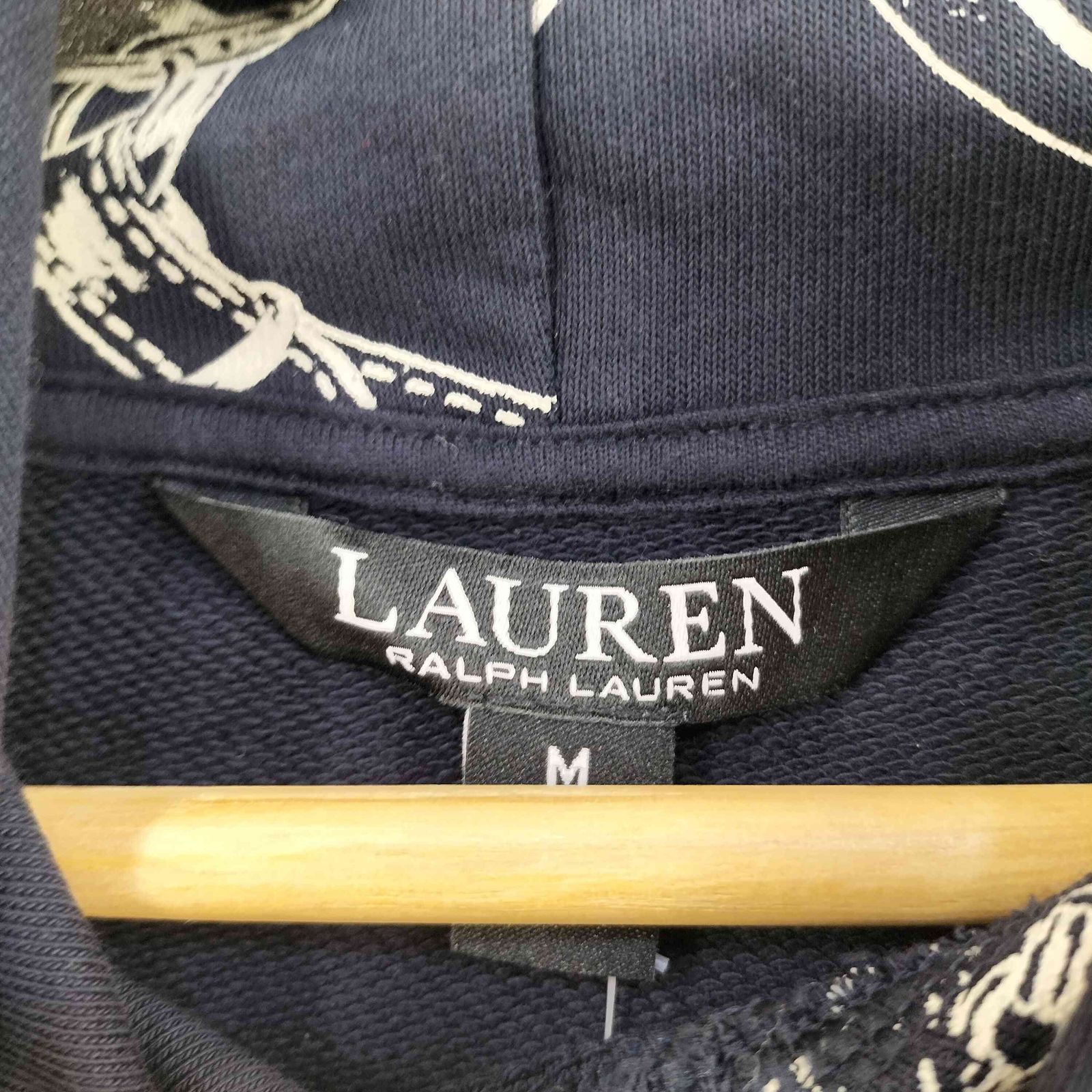 LAUREN RALPH LAUREN(ローレンラルフローレン) 鎖柄 プルオーバーパーカー レディース import：M 【中古】【ブランド古着バズストア】 ローレンラルフローレン LAUREN RALPH LAUREN 鎖柄 プルオーバー