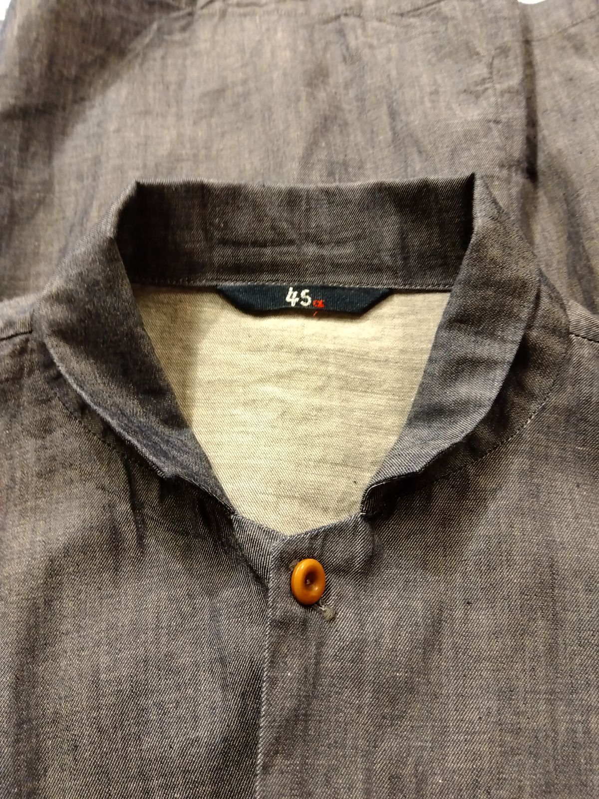  M 24 45 R フォーティーファイブアール シルキーデニムブラウス コットンデザインシャツブラウス サイズ3 エレガント ダンガリー 濃いめネイビー ウエストシェイプ 薄手デニムシャツ インディゴ 7013066 長袖 シャツ ブラウス