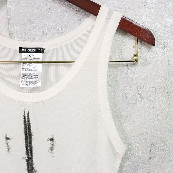 広尾店 アン ドゥムルメステール Ann Demeulemeester レディース タンクトップ 白 カシミア混 size 34 17670