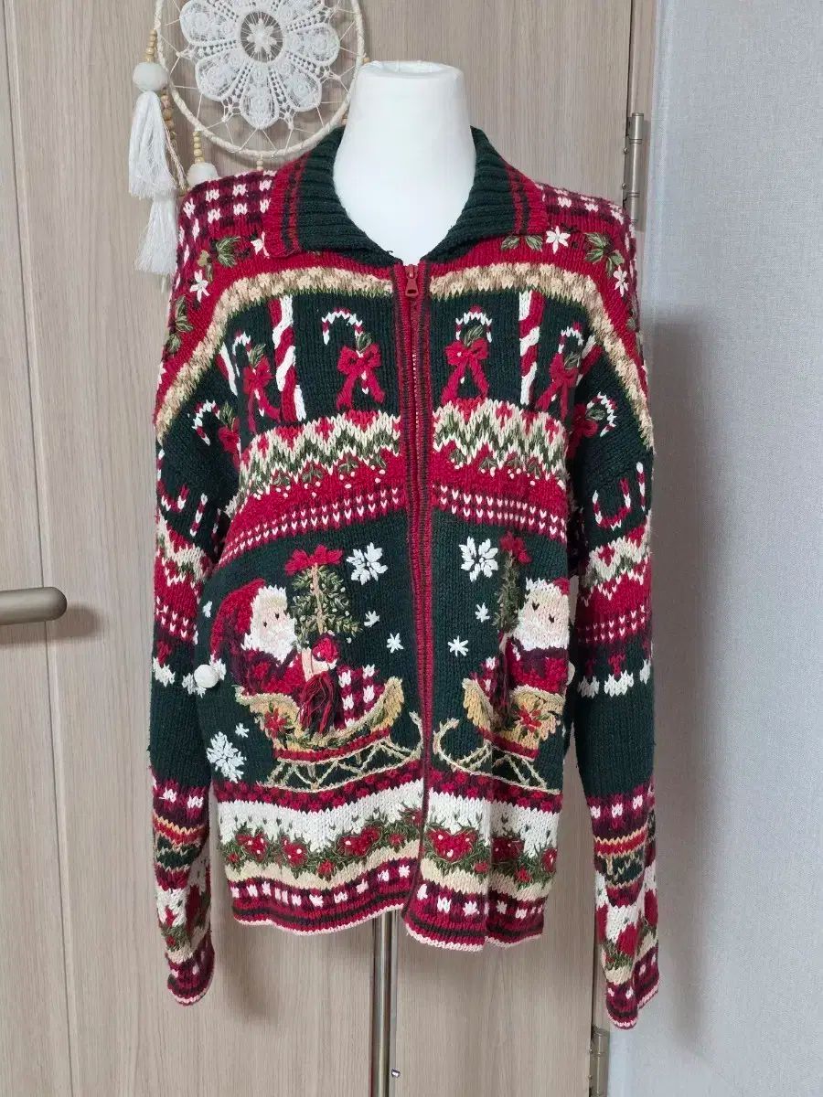 クリスマス ヴィンテージ T-ARA ジップアップ カーディガン