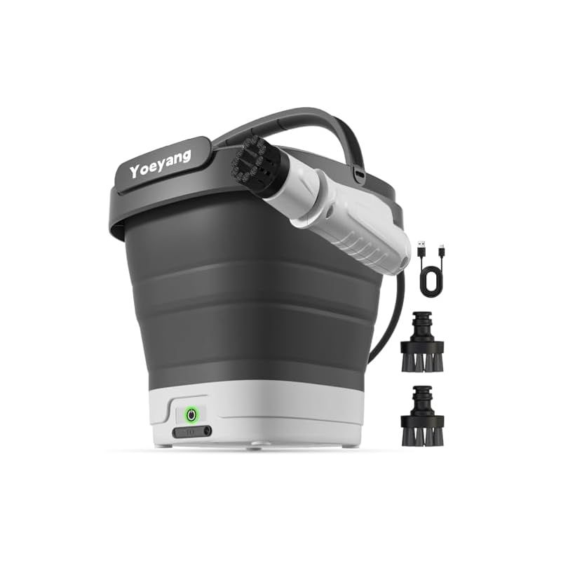 高圧洗浄機 コードレス 折り畳み式 2025業界最新 監修 Yoeyang XS MINI コンパクト12 Lバケツ 収納高さ10 cm USB Type C充電 35分連続使用 PSE認証済みタンク一体型洗浄機 高圧ノズル 広角ノズル