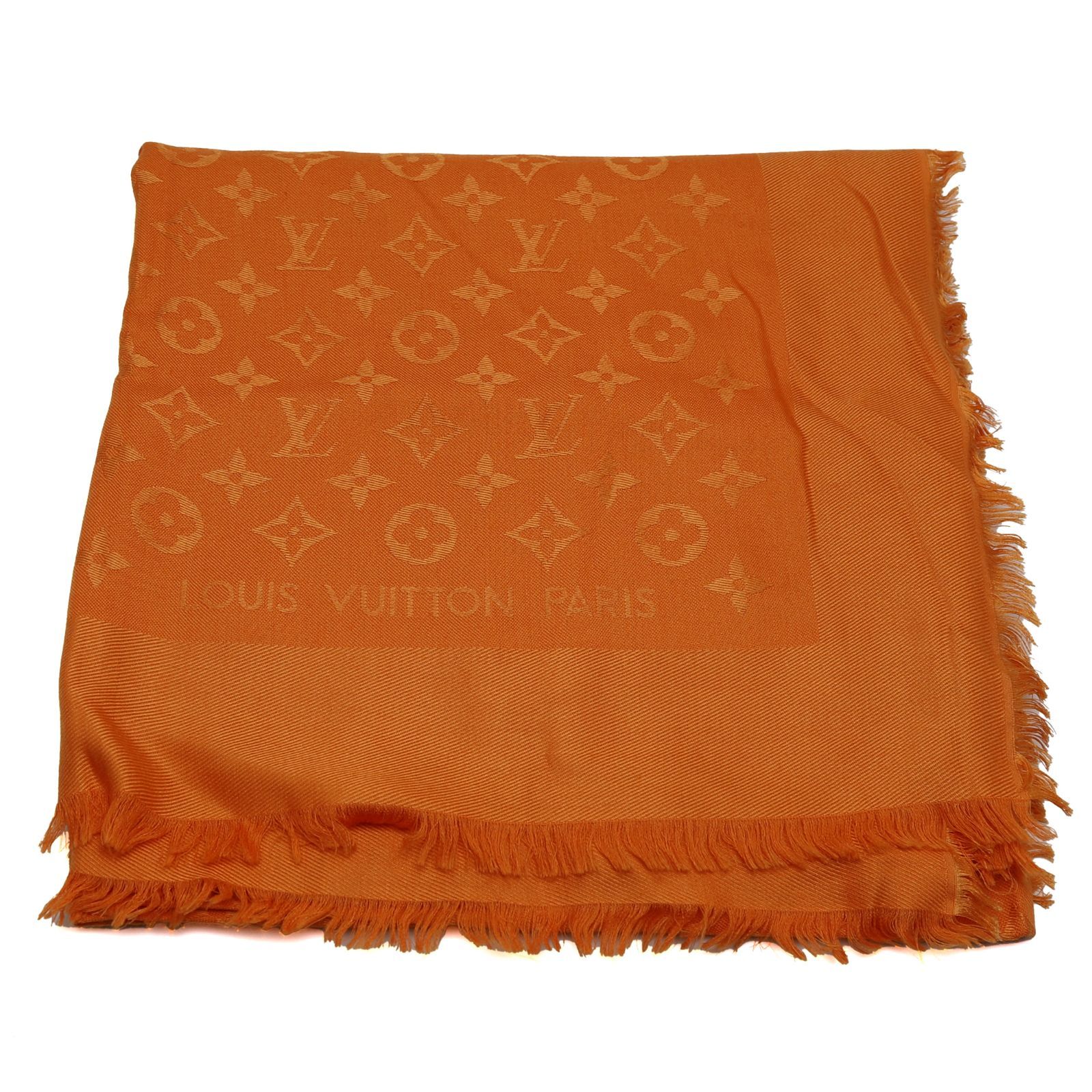 LOUIS VUITTON 大判ストール　オレンジ ルイヴィトン ショール・モノグラム オレンジ モノグラム・パターン
