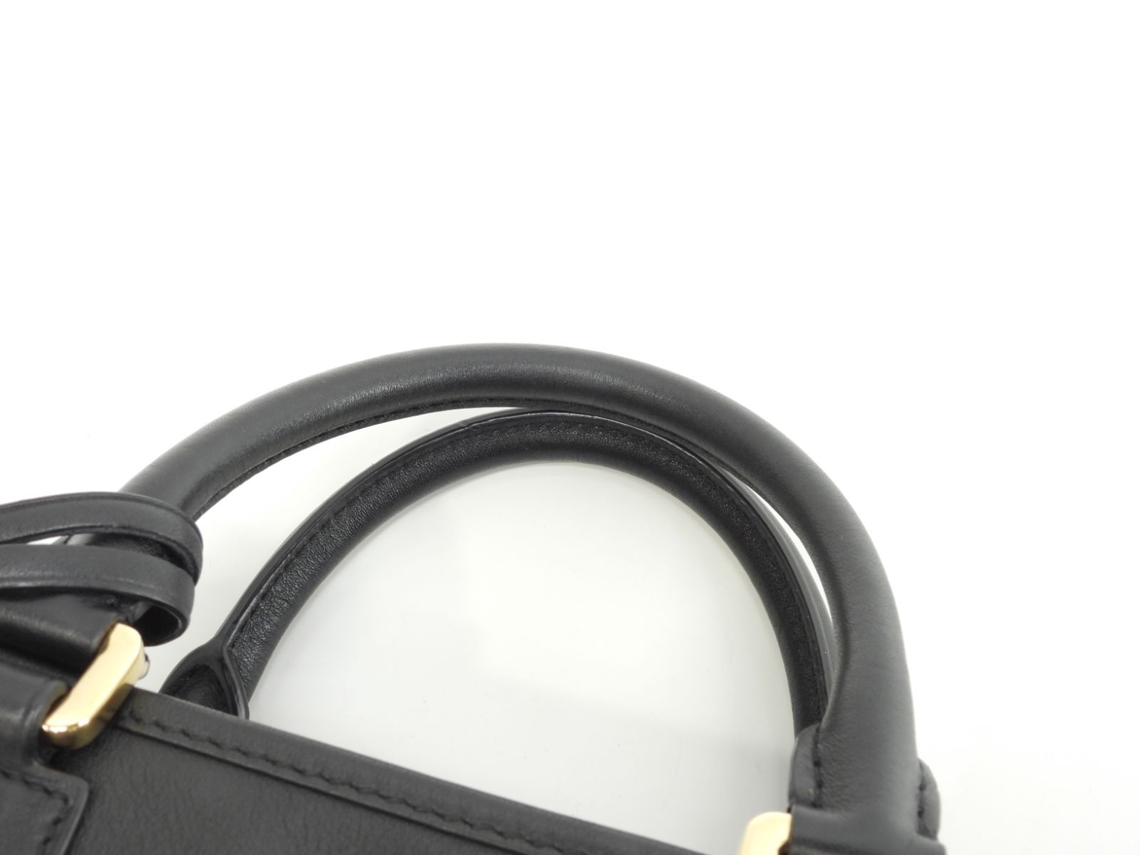 ロエベ アマソナ28 ストラップ付 スムースレザー黒 ハンドバッグ ゴールド金具 471702