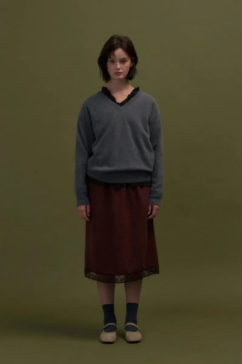 쏘딩키レッド Verena Burgundy Skirt