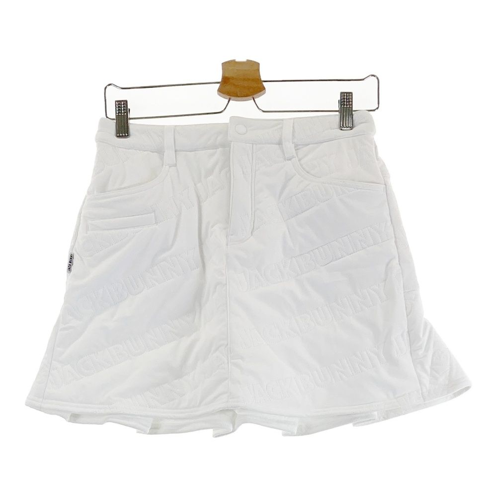 サイズ 2 JACK BUNNY ジャックバニー バックプリーツ 中綿スカート ロゴ柄 ホワイト系 ゴルフウェア レディース ストスト