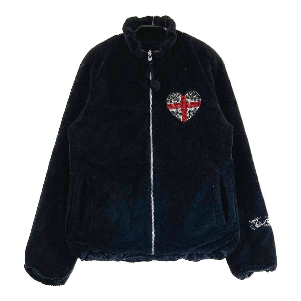 サイズ 2 DANCE WITH DRAGON ダンスウィズドラゴン リバーシブルボアジップジャケット ブラック系 240101563121 ゴルフウェア レディース ストスト