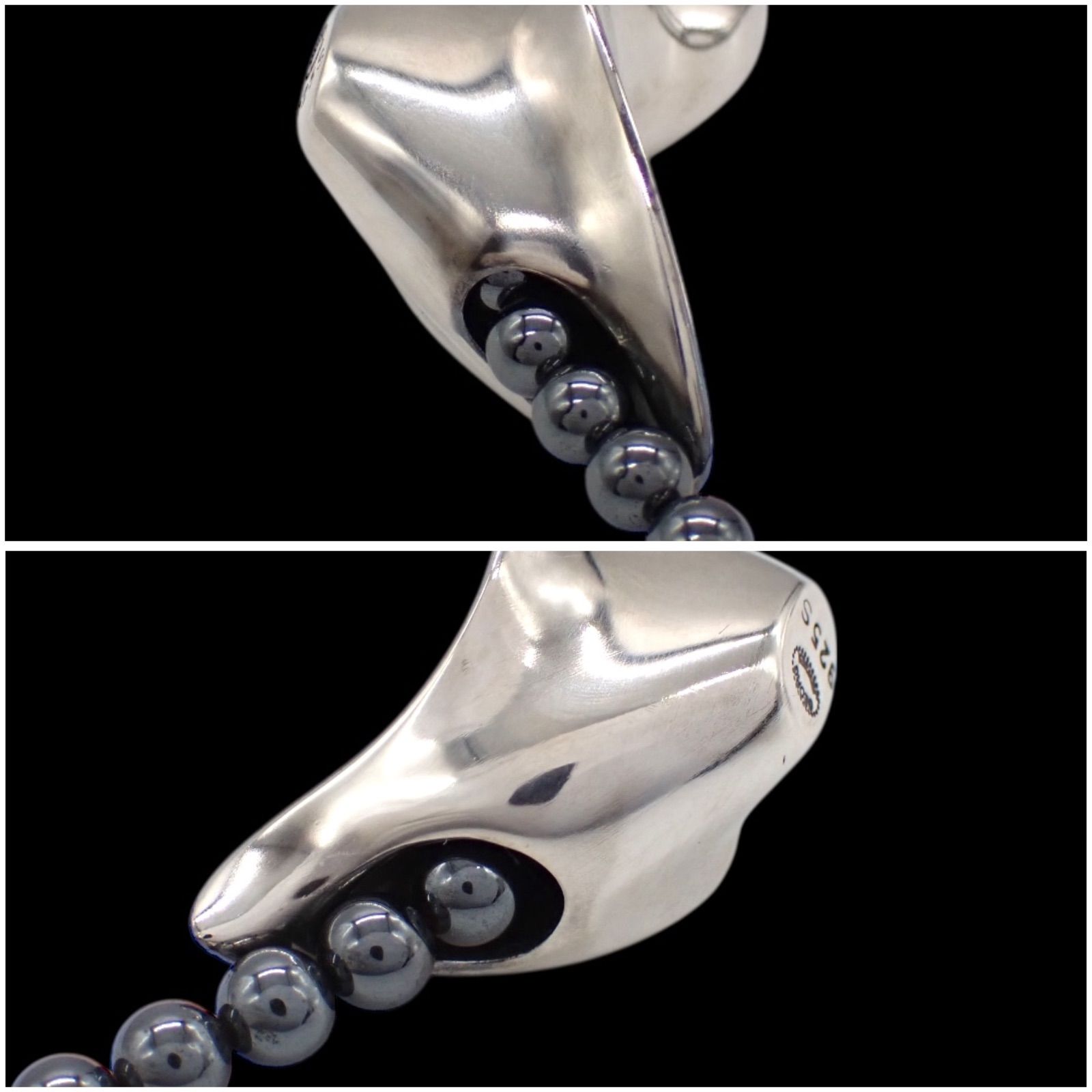 GEORG JENSEN バード ペンダント ヘマタイト ビーズ ネックレス