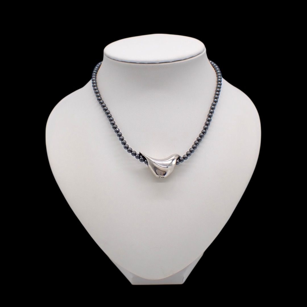 ジョージジェンセン ネックレス 2002 ヘマタイト シルバー 925S ジョージジェンセン Georg Jensen ネックレス ペンダント 2002 ハート
