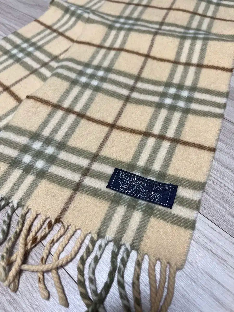 バーバリー ラムウール100 マフラー ユニーク イエローベージュ CHECK
