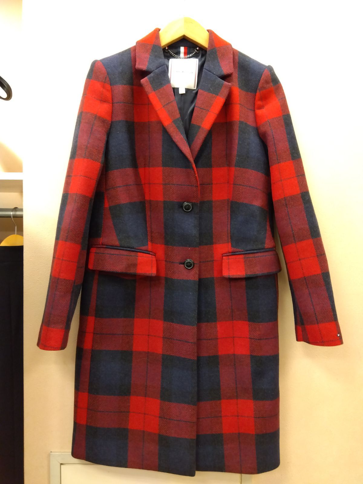 М11 トミーヒルフィガー TOMMY HILFIGER ブレンド チェック クラシック チェスターコート