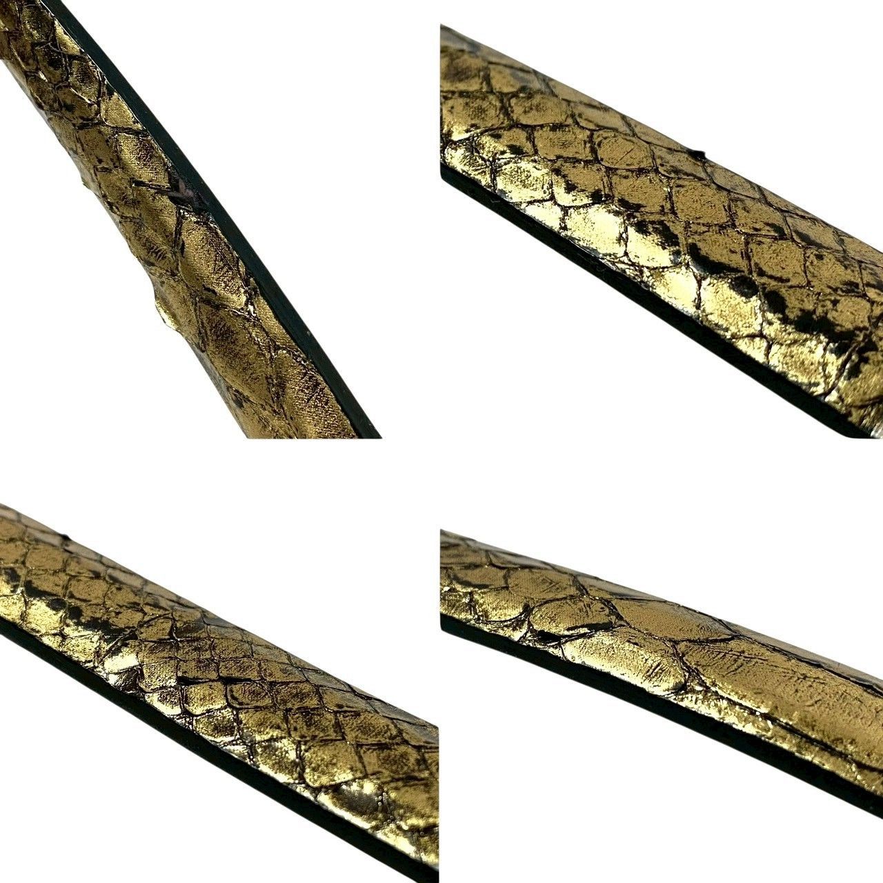 FAUSTO COLATO】ベルト リアル パイソン 200/90 蛇革 レザー ゴールド