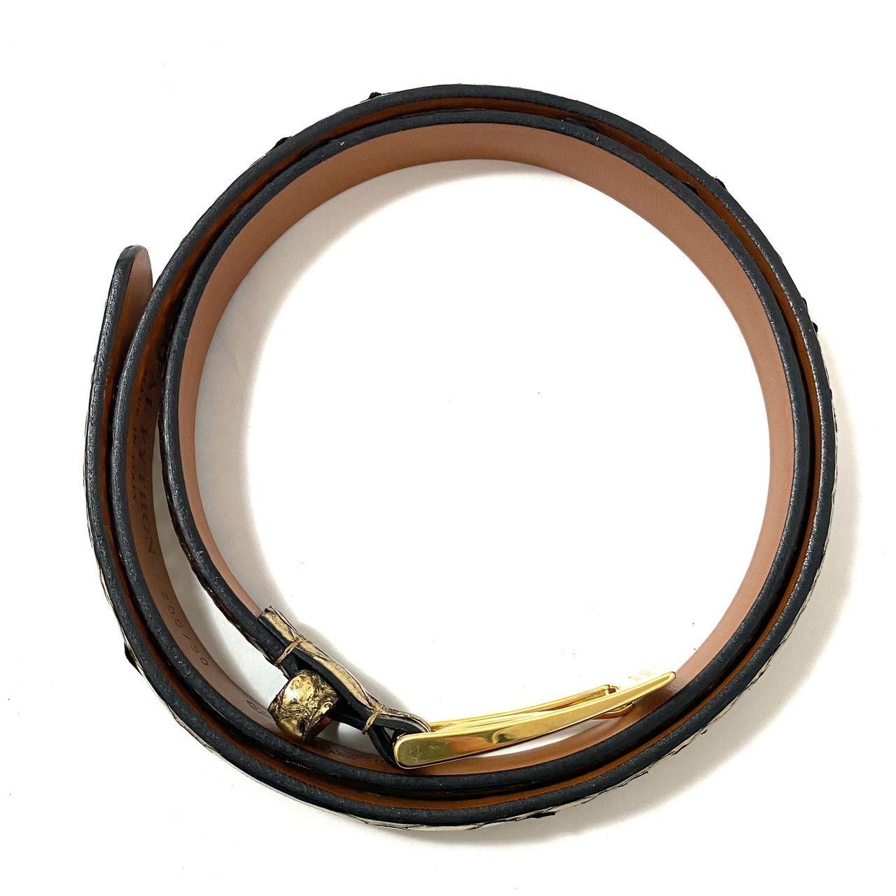 FAUSTO COLATO】ベルト リアル パイソン 200/90 蛇革 レザー ゴールド