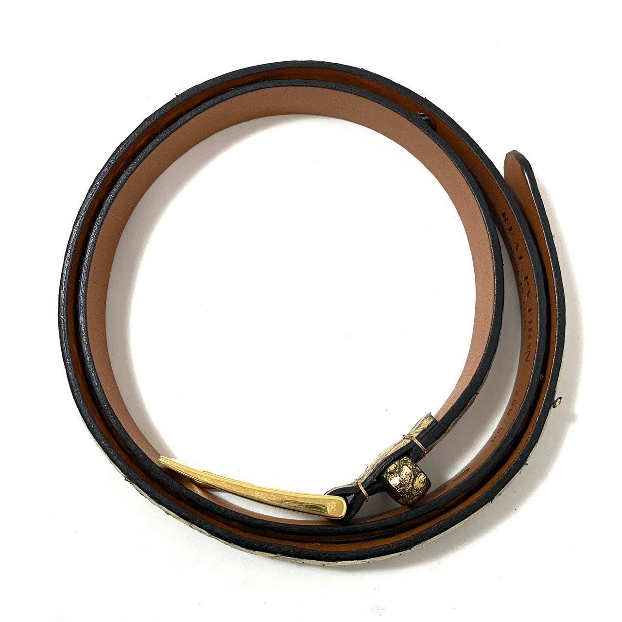 FAUSTO COLATO】ベルト リアル パイソン 200/90 蛇革 レザー ゴールド