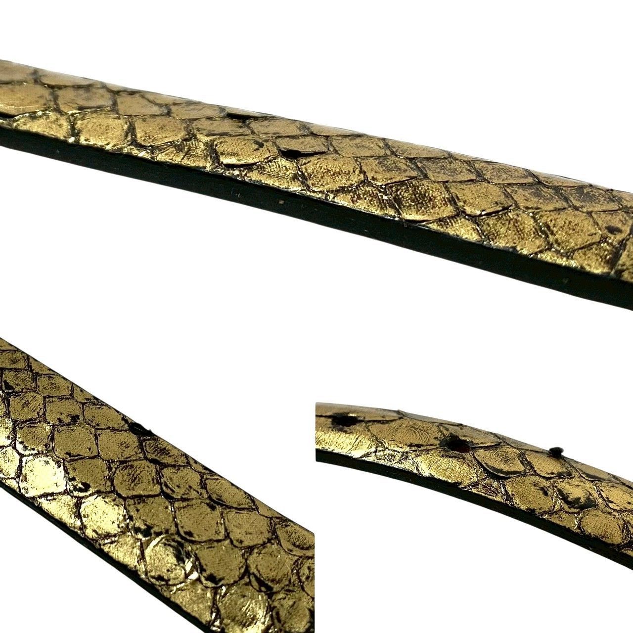 FAUSTO COLATO】ベルト リアル パイソン 200/90 蛇革 レザー ゴールド