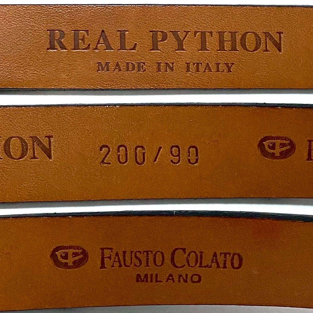 FAUSTO COLATO】ベルト リアル パイソン 200/90 蛇革 レザー ゴールド