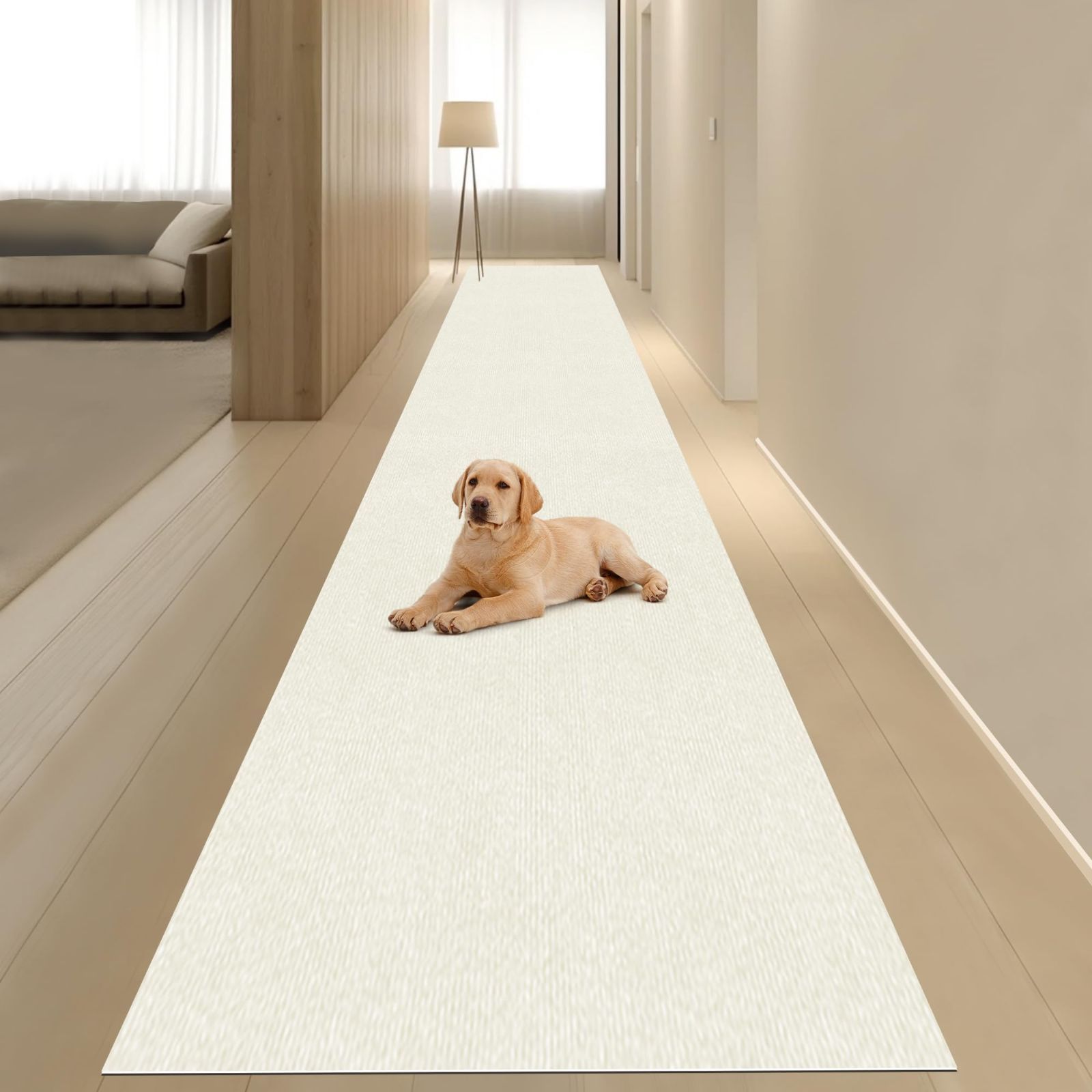 商品 ロングカーペット ペット対応 幅90 長さ600 cm HDMOD 厚さ4 mm 洗える 防音 滑り止めマット ズレない キズ防止 床暖房対応 吸着 負担軽減 薄い ブランド 廊下カーペット 廊下敷き 玄関 階段マット カットOK クリームホ