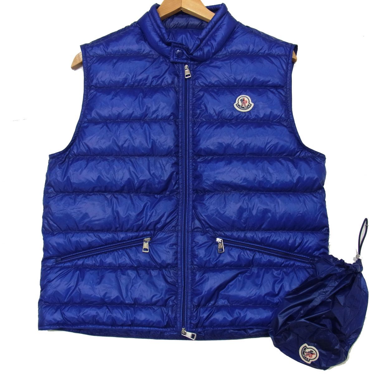 MONCLER モンクレール GUI GILET ダウンベスト 20AW メンズ ブルー Wジップ ロングセゾン Wジップ ジップベスト 収納ポーチ付き