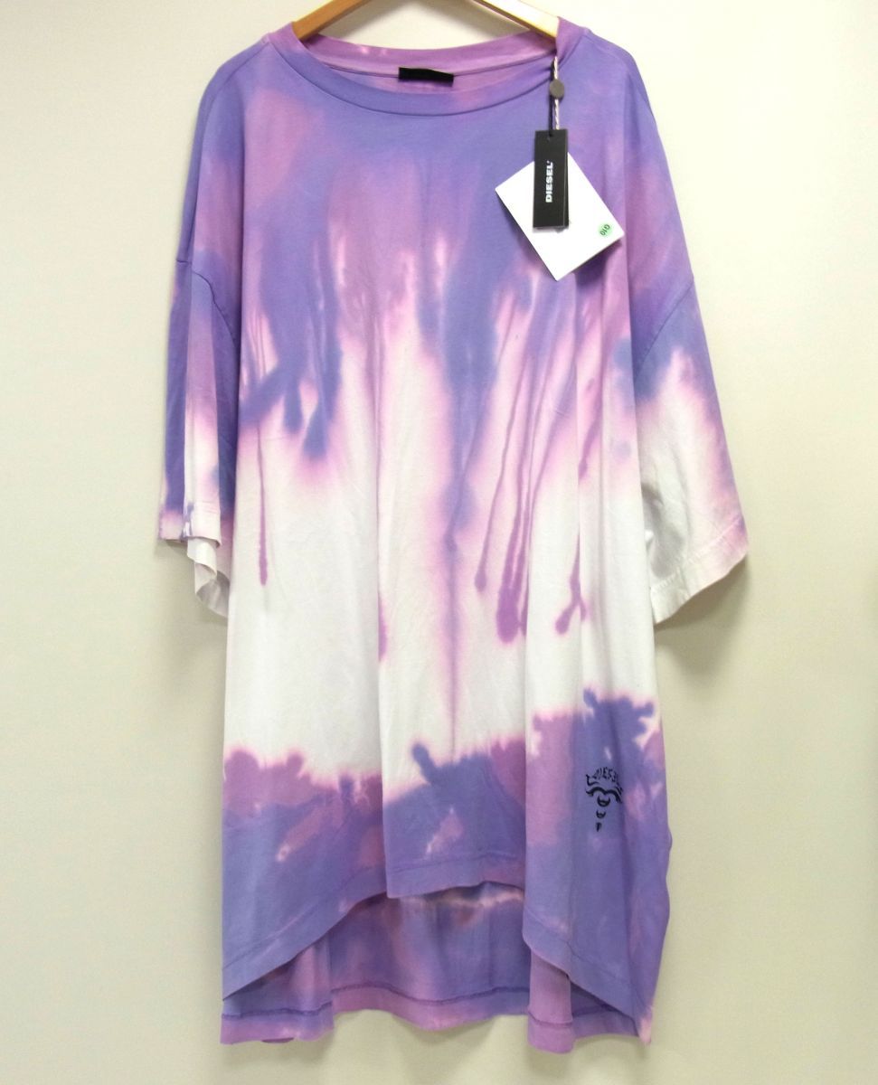  定価27 500円 DIESEL ディーゼル D EXTRA A 1 タイダイ ワンピース オーバーサイズ レディース チュニック カットソー 刺繍 倖田來未着用 半袖 ひざ丈ワンピース