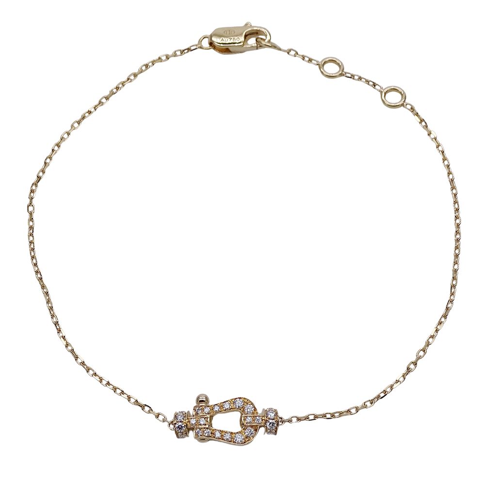 フレッド FRED ブレスレット レディース ブランド 750 YG フルダイヤモンド フォース10 スモール イエローゴールド ジュエリー 磨き済み