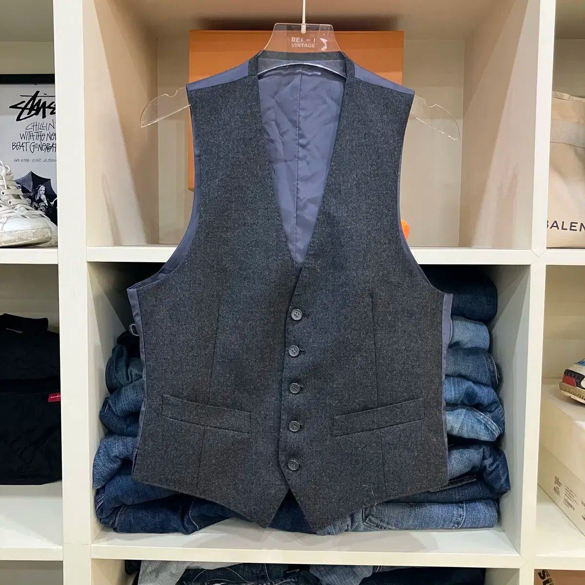 YSL イヴ サンローラン グレー スーツ ベスト