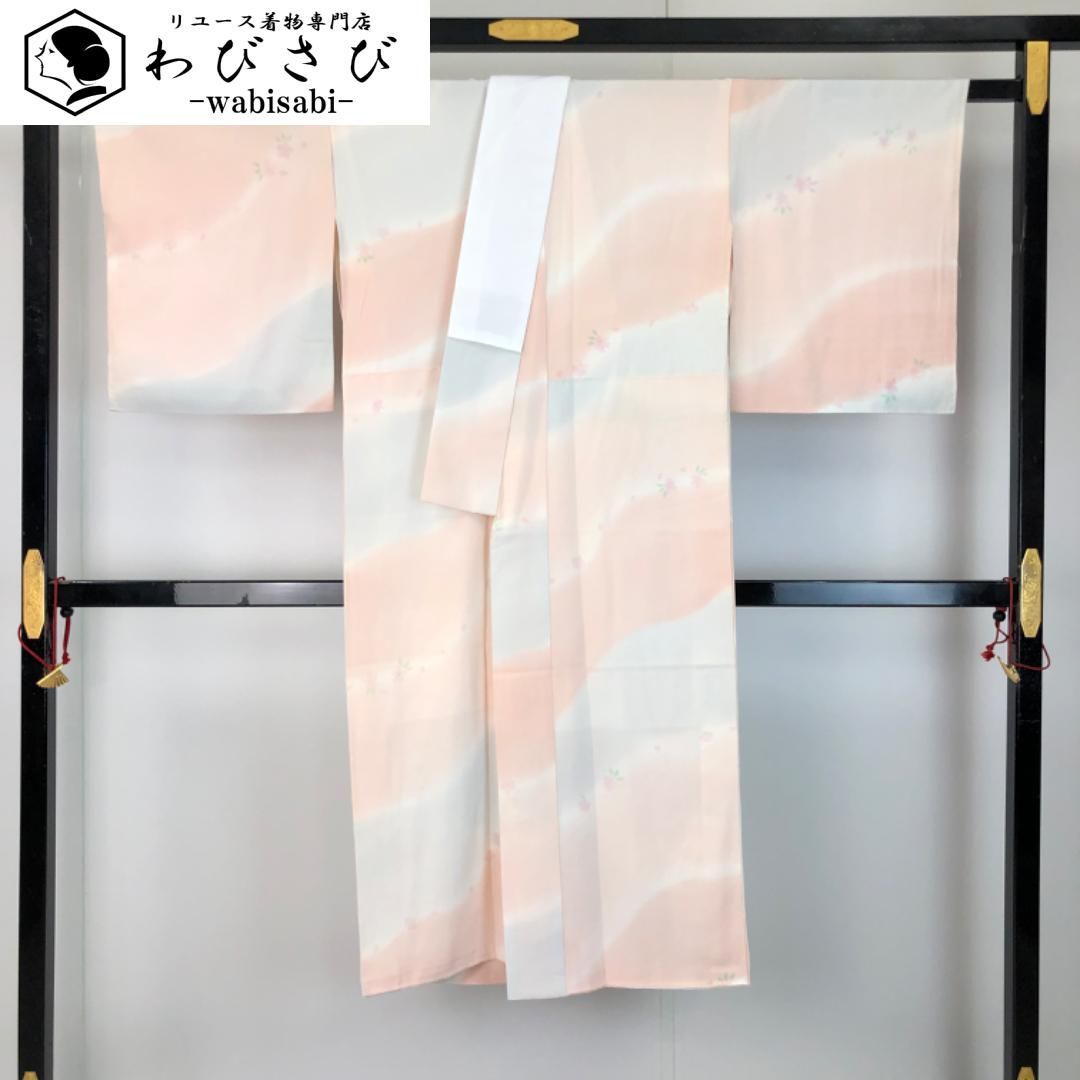 長襦袢 暈しに花模様 乙女色 半衿付 J-361