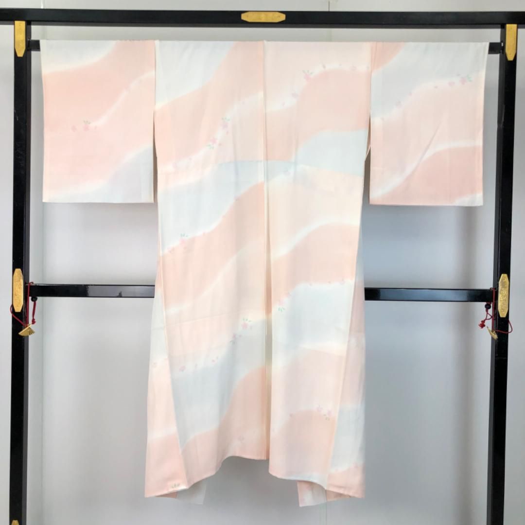 長襦袢 暈しに花模様 乙女色 半衿付 J-361