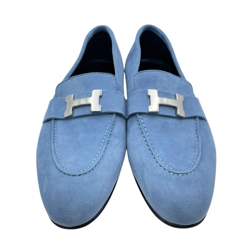 エルメス HERMES モカシンパリローファー ブルー レディース ローファー