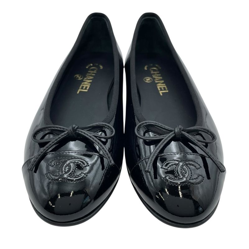 シャネル CHANEL パテントバレリーナシューズ G 02819 ブラック パテント レディース パンプス