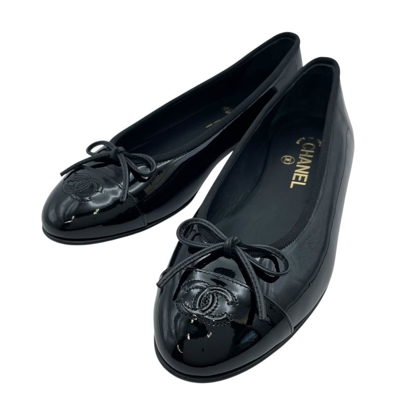 シャネル CHANEL パテントバレリーナシューズ G 02819 ブラック パテント レディース パンプス