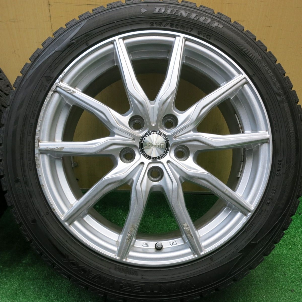 バリ溝 9 5分 スタッドレス 215 50 R 17 ダンロップ ウインターマックス WM 02 B win 社外 アルミ 17インチ PCD 114 3 5 H ス