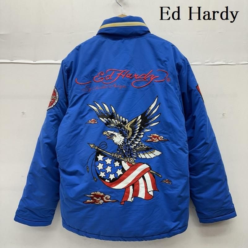 エドハーディー イーグル プリント ナイロン 中綿 ジャケット 刺繍 ワッペン メンズ XL ISItems 古着 50146890
