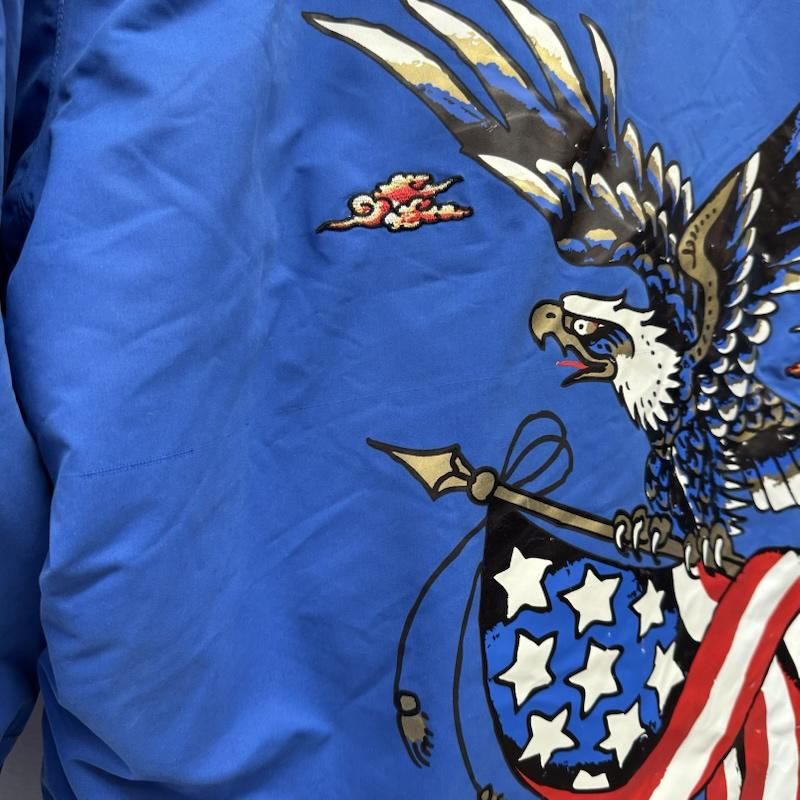 エドハーディー イーグル プリント ナイロン 中綿 ジャケット 刺繍 ワッペン メンズ XL ISItems 古着 50146890