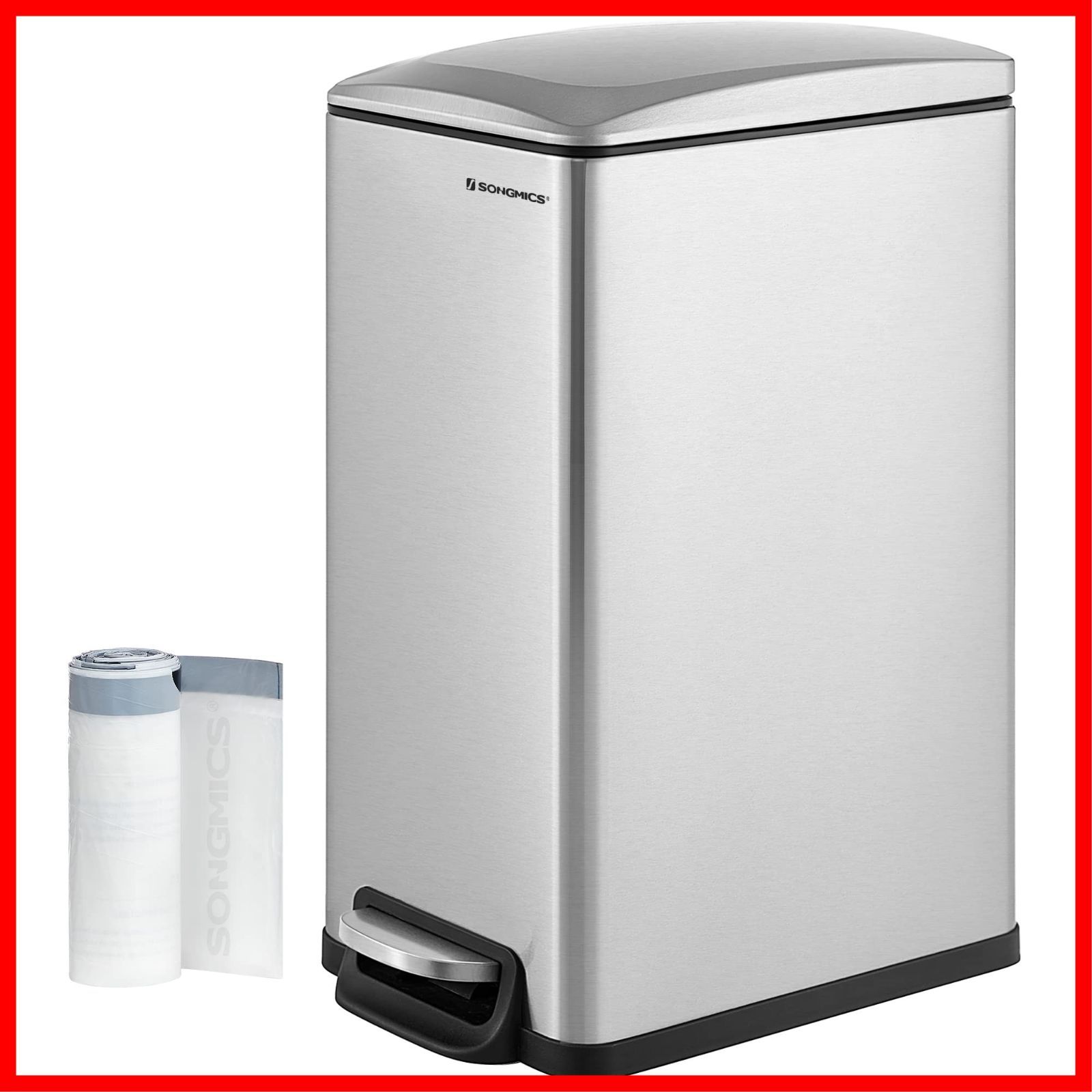 ゴミ袋付き キッチン リビング用 LTB510E48 においが漏れない ステンレス製 スリム 48L大容量 ペダル式ダストボックス ふた付き ゴミ箱