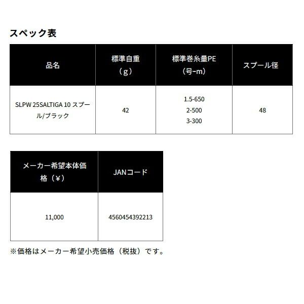 25年11月新商品 ダイワ SLPW 25 ソルティガ 10 スプール ブラック 返品不可 OLIVEOS_COM_TR