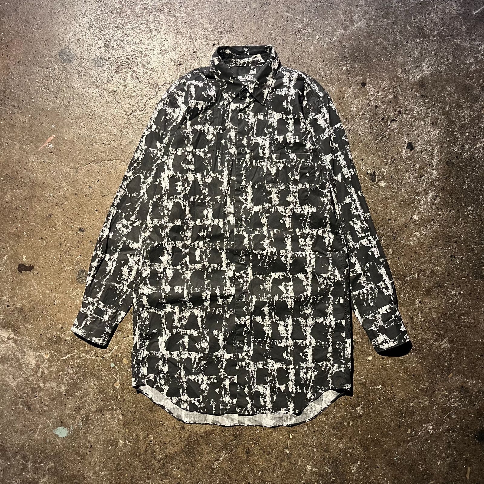 BLACK COMME des GARCONS 18aw プリント加工ロングシャツ 総柄 ブラックコムデギャルソン 2018aw AD2018