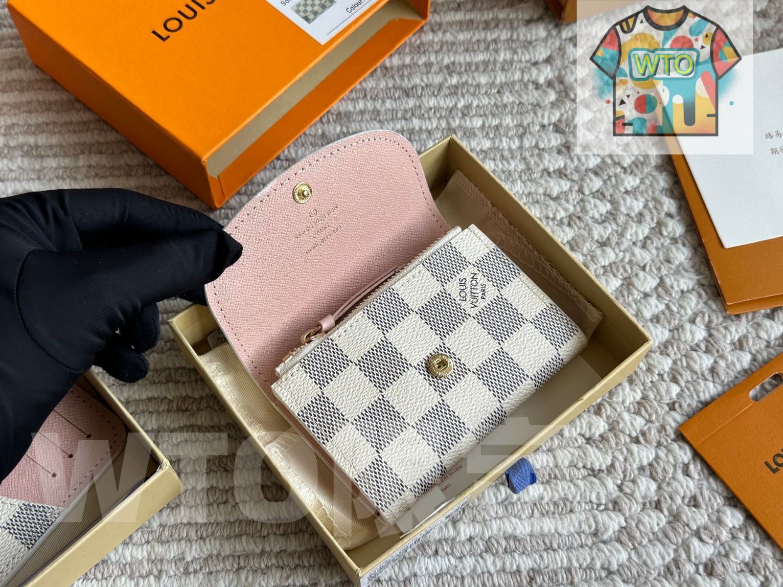 コインケース 白いチェック柄