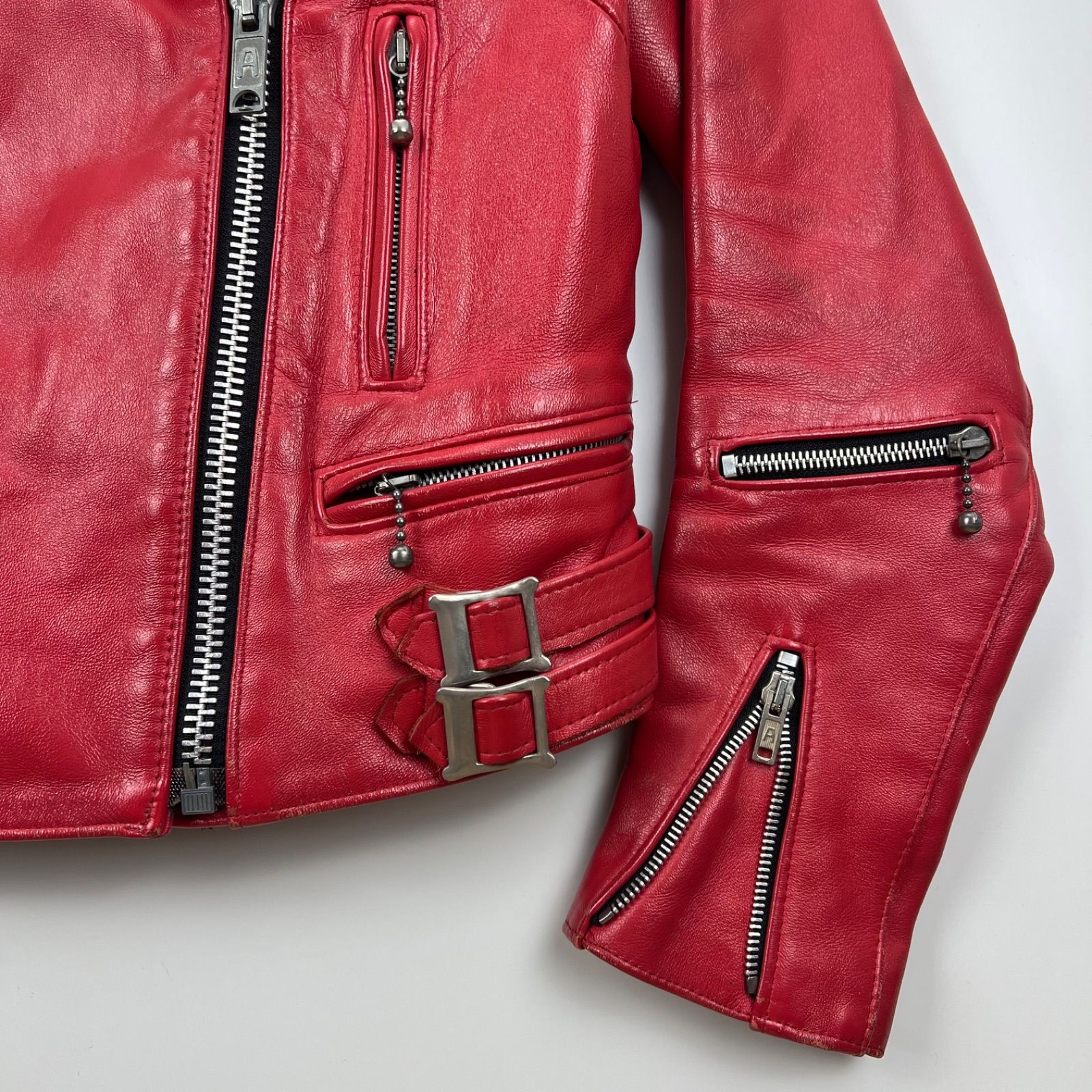 666/旧タグ/LJM-1/イングランド製/ダブルライダースジャケット 極美品 666 イングランド製 ダブルライダースジャケット 赤タータン