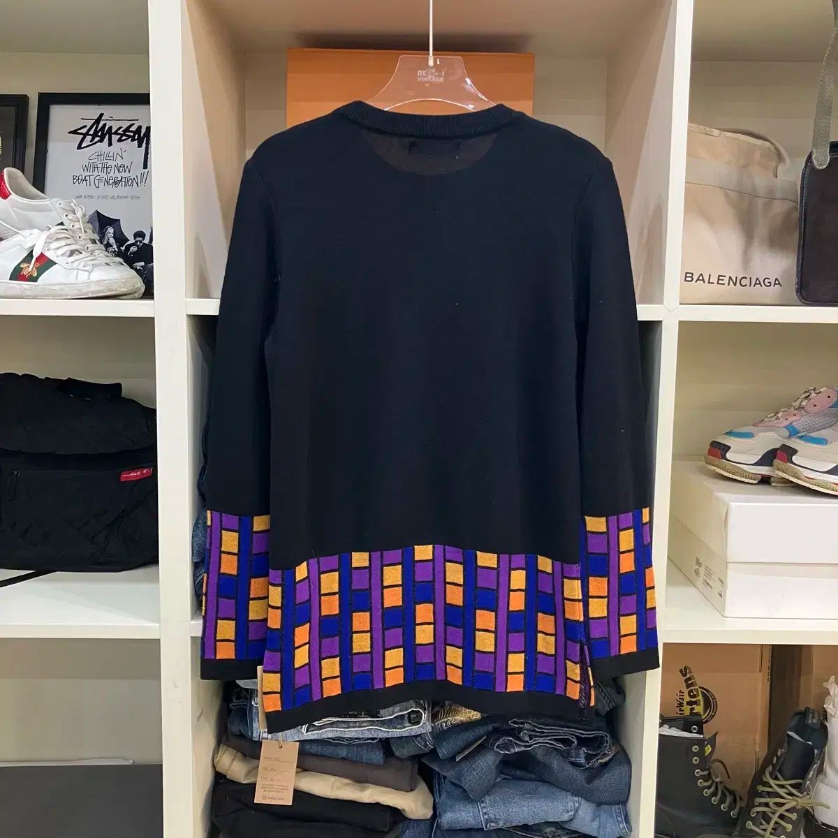 海外通販！ YSL イヴ サンローラン ブロック チェック ウール ニット セーター M