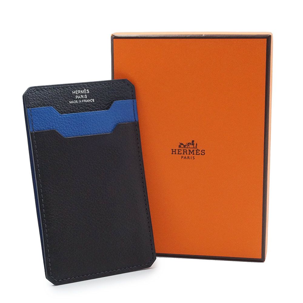 エルメス シティ 3CC ブロック カードケース 名刺入れ 定期入れ パスケース ヴォーエヴァーグレイン ヴォーエバー レザー ノワール ブルーニュイ ブルーゼリージュ ブラック ネイビー B刻印 HERMES