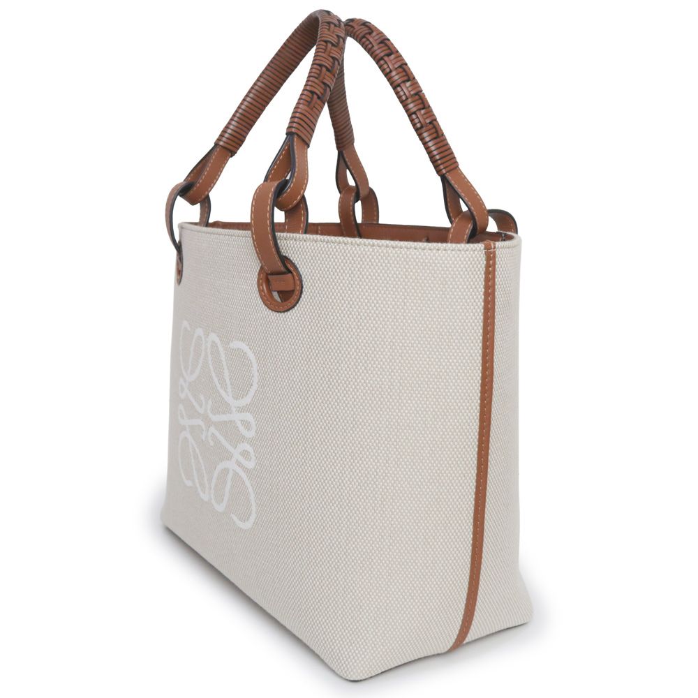 ポジティブな ロエベ アナグラム トートバッグ スモール 2way ショルダー ハンドバッグ カーフスキン レザー ジャカード エクリュ タン ベージュ ブラウン A717S72X06 LOEWE 高級