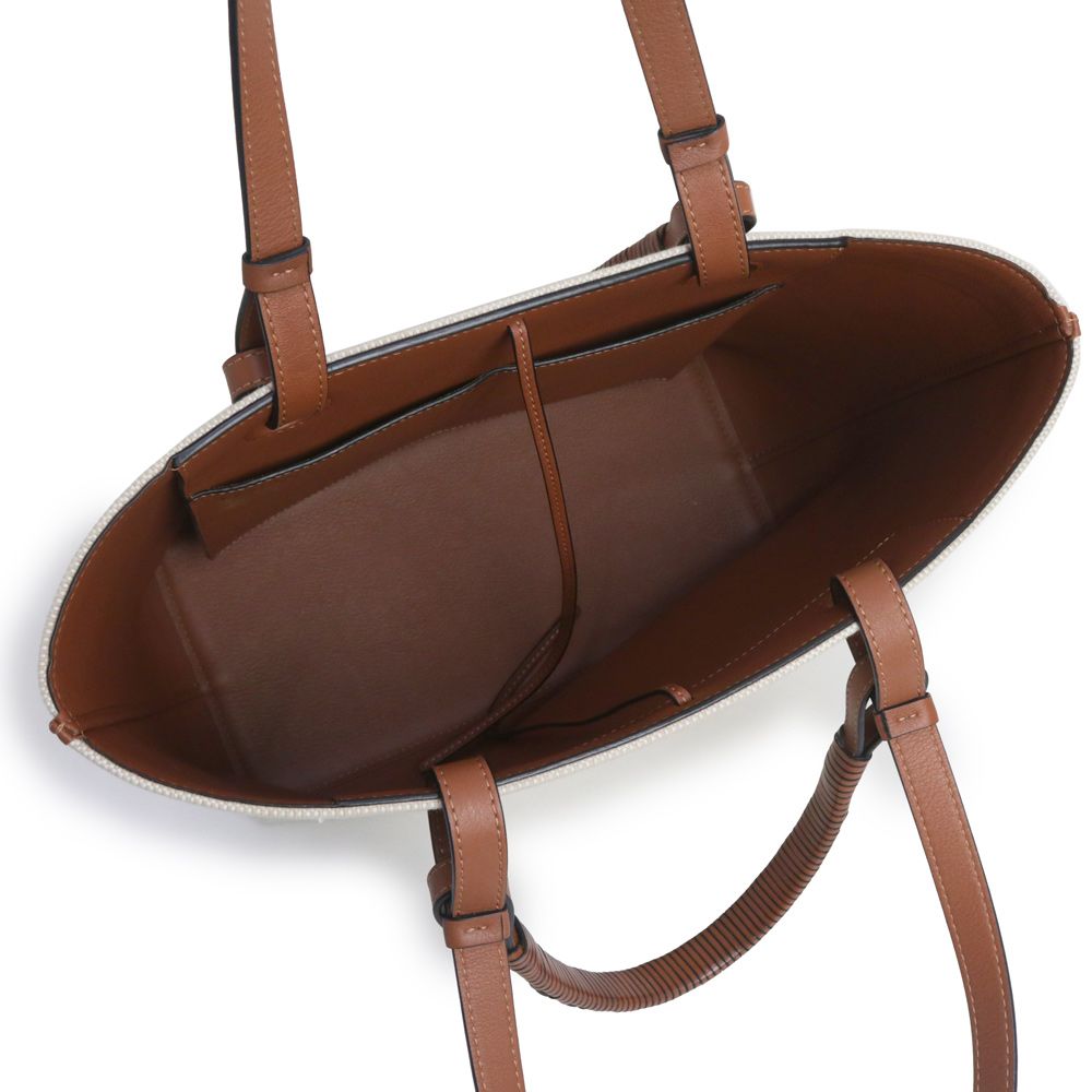 ロエベ アナグラム トートバッグ スモール 2way ショルダー ハンドバッグ カーフスキン レザー ジャカード エクリュ タン ベージュ ブラウン A717S72X06 LOEWE