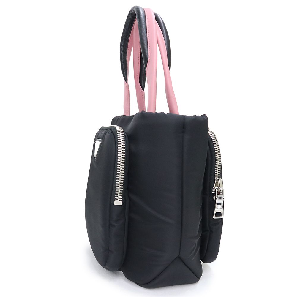  プラダ カーゴスモール 2 WAY ショルダー ハンドバッグ 斜め掛け TESSUTO POCKET ナイロン レザー NERO ネロ PETALO ペタロ シルバー金具 1 BG 270 PRADA ハンドバッグ バッグ