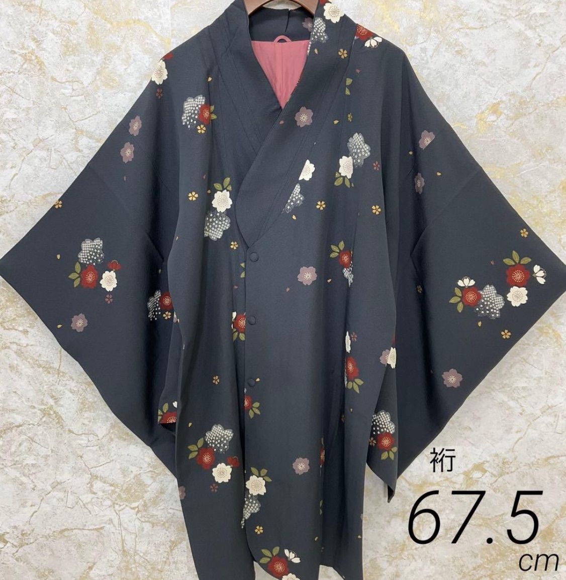 kimono one kimonoarisa 厳選 美しい上質な縮緬のロング道中着コート 正絹 裄長 裄67 5丈95 5