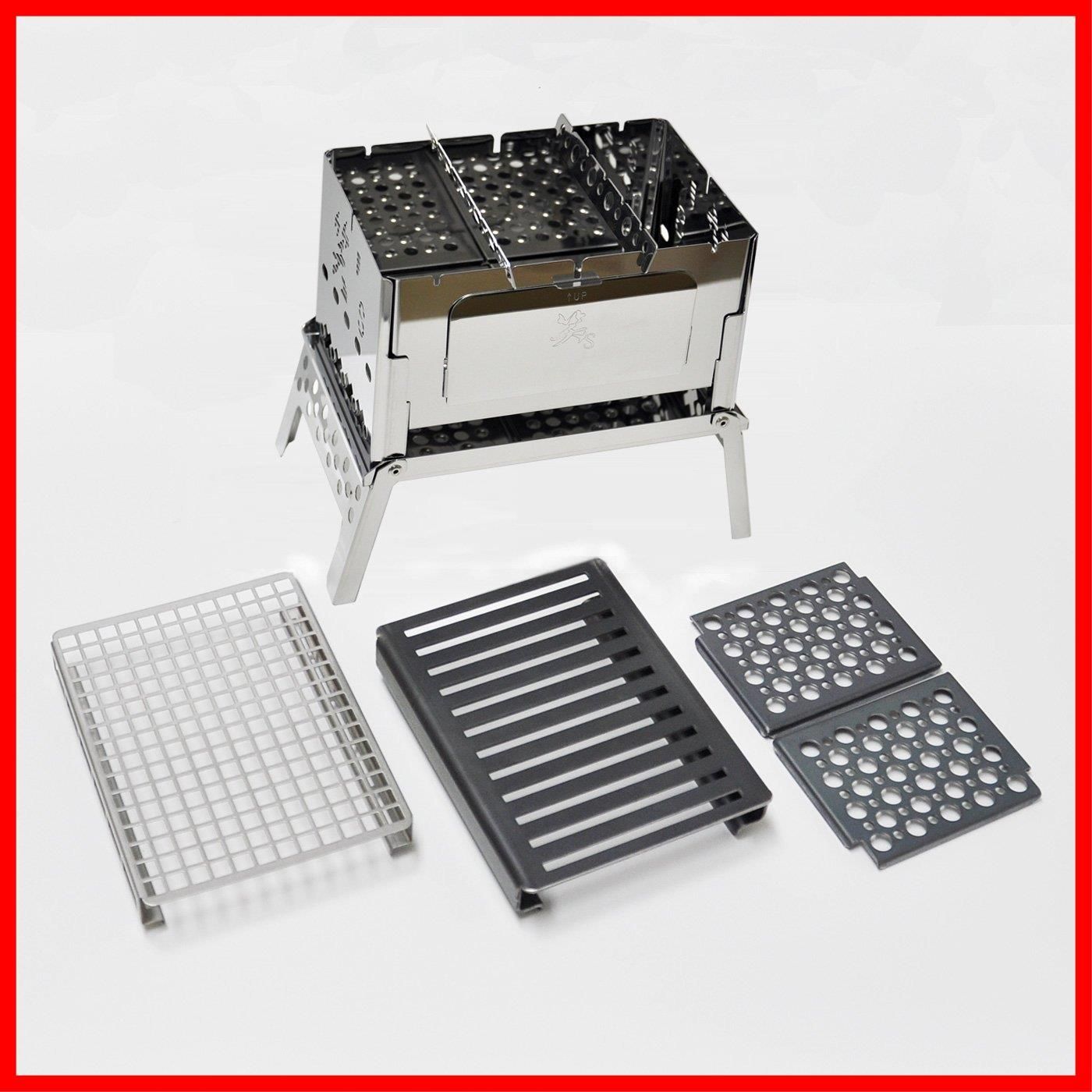 新着商品 コンパクト焚き火グリル B-6君 4点セット 笑 s SHO-0004-10-25-38
