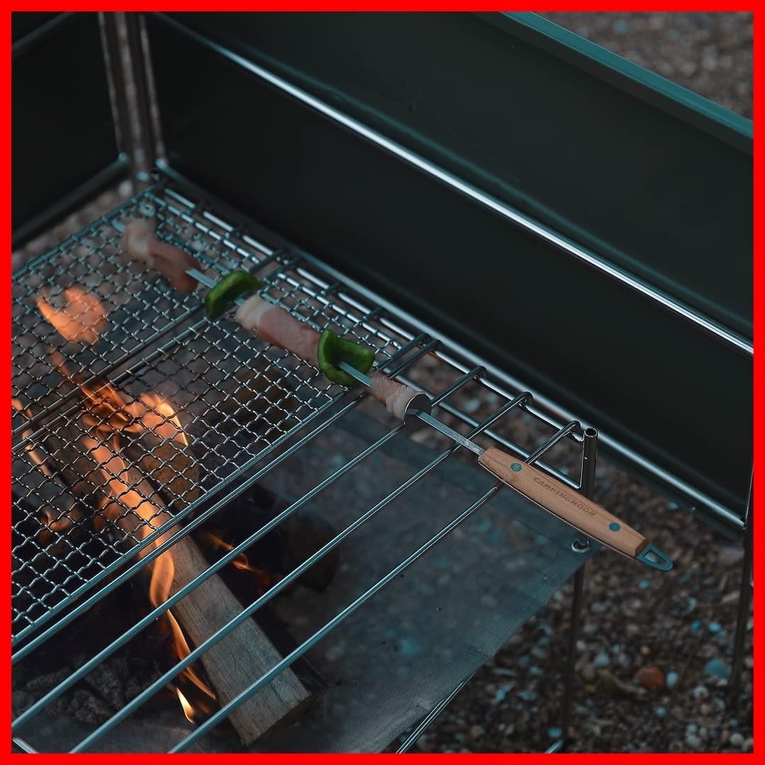 商品 K-480 8本セット 470mm スキュアー 木柄バーベキュー串 MOON キャンピングムーン CAMPING