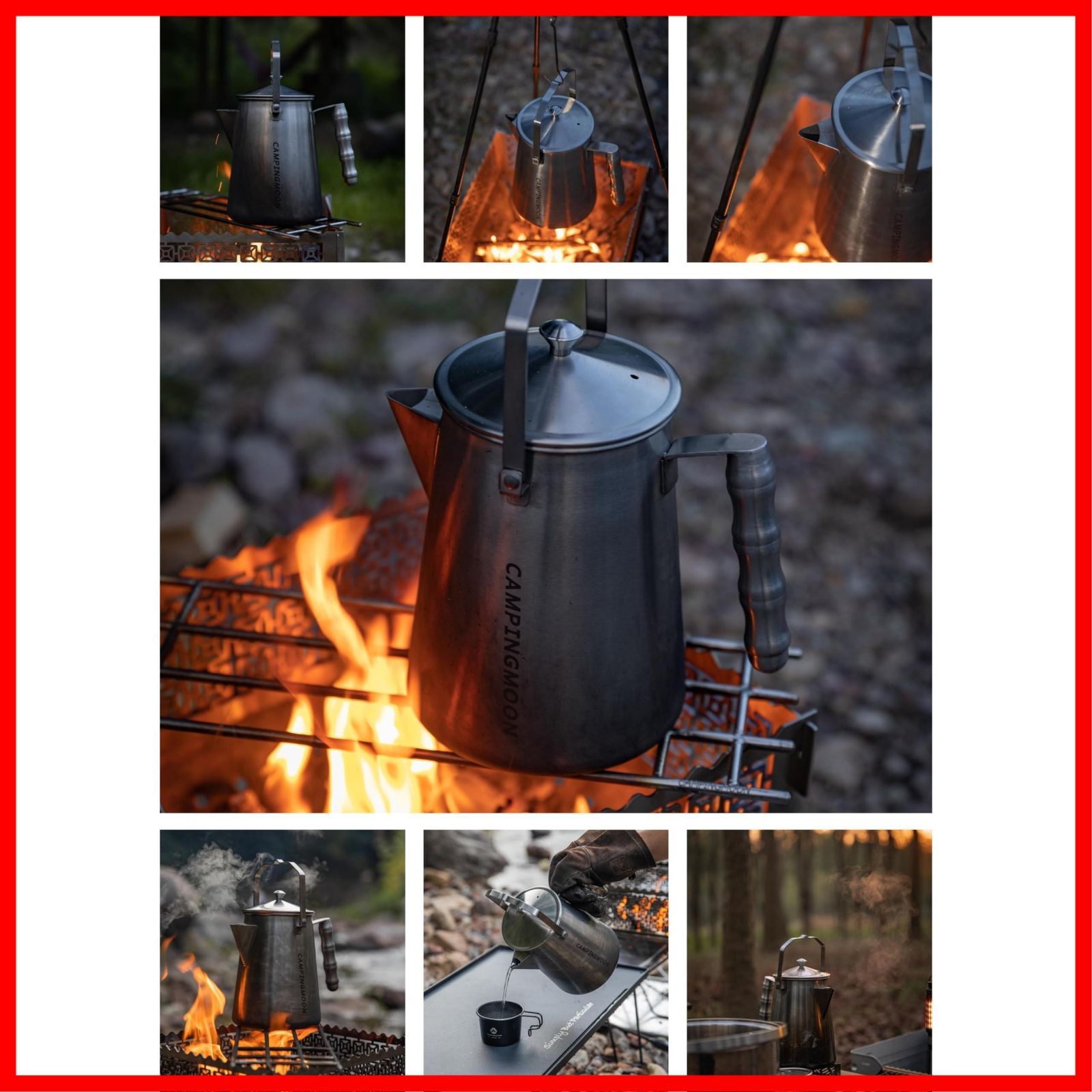 キャンピングムーン CAMPING MOON 焚き火 ケトル 直火 ファイアープレイスケトル キャンプケトル 一体成形 ステンレス304 1.5L SW-6