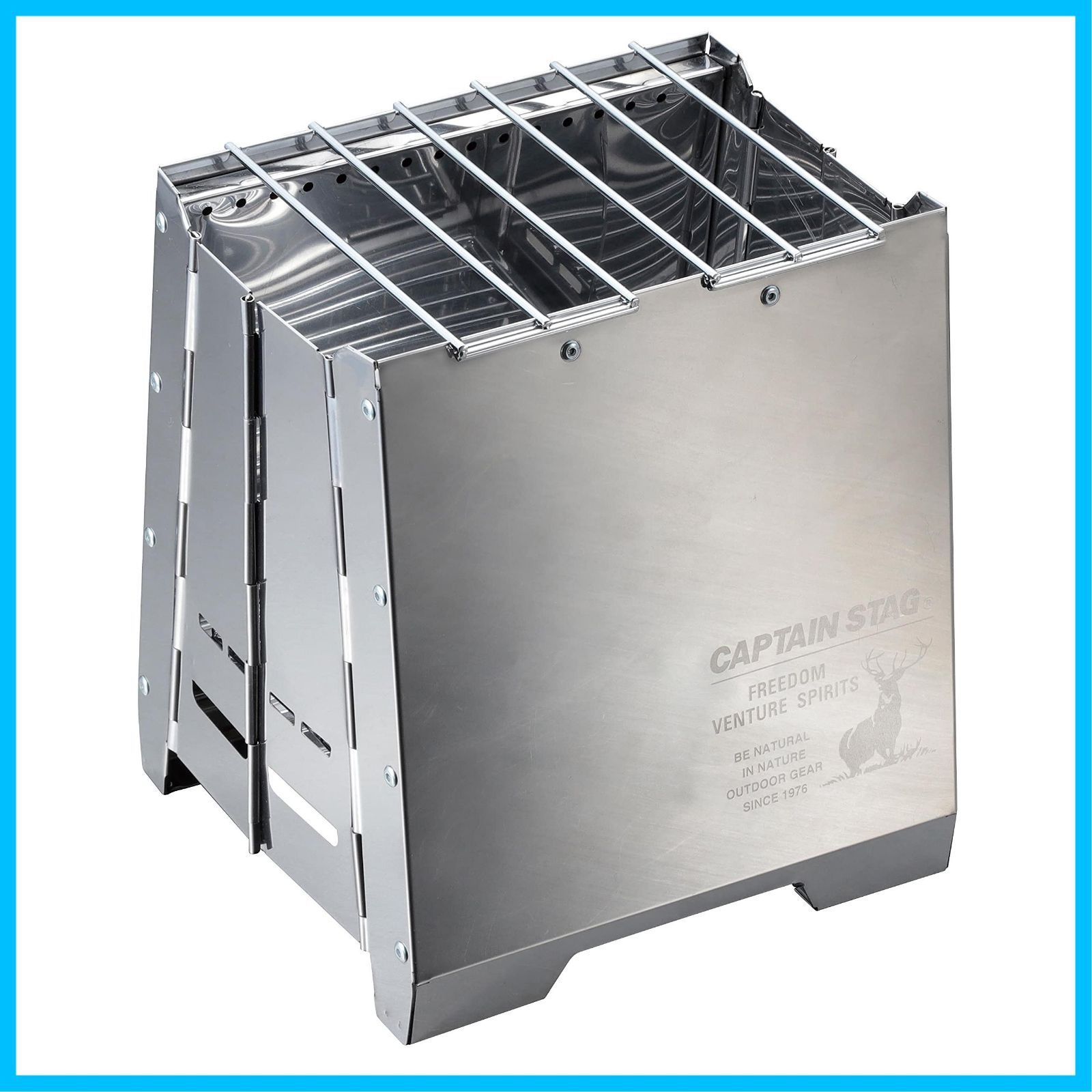 ウッドストーブ 焚火台 二次燃焼 キャンプストーブ ファイアブースト ストーブ STAG ステンレス製 収納バッグ付き UG-82 キャプテンスタッグ CAPTAIN シルバー 幅250×奥行220×高さ280mm