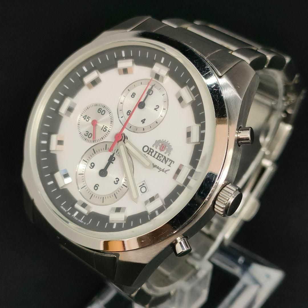 796-6 美品 ORIENT オリエント ホワイト ブラック シルバー クォーツ 
