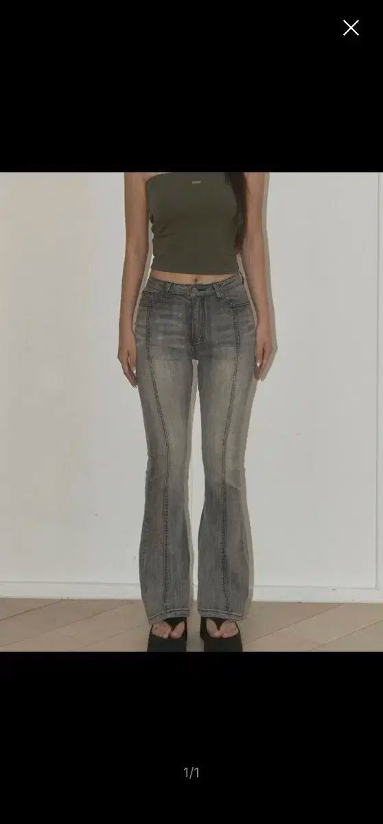 カーキポイント Washed Bootcut Jeans gray Sサイズ