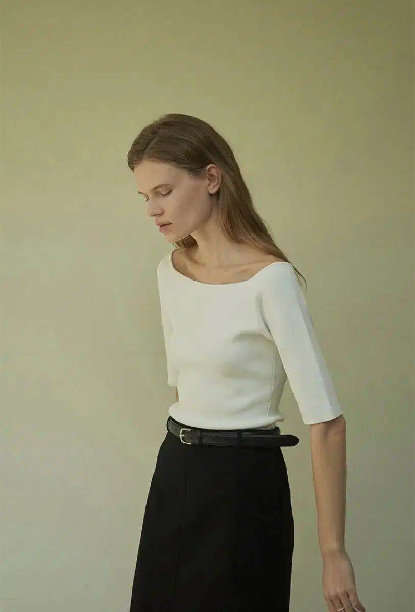 下 ハ ベック ボートネック ニット アイボリー リーファー リ